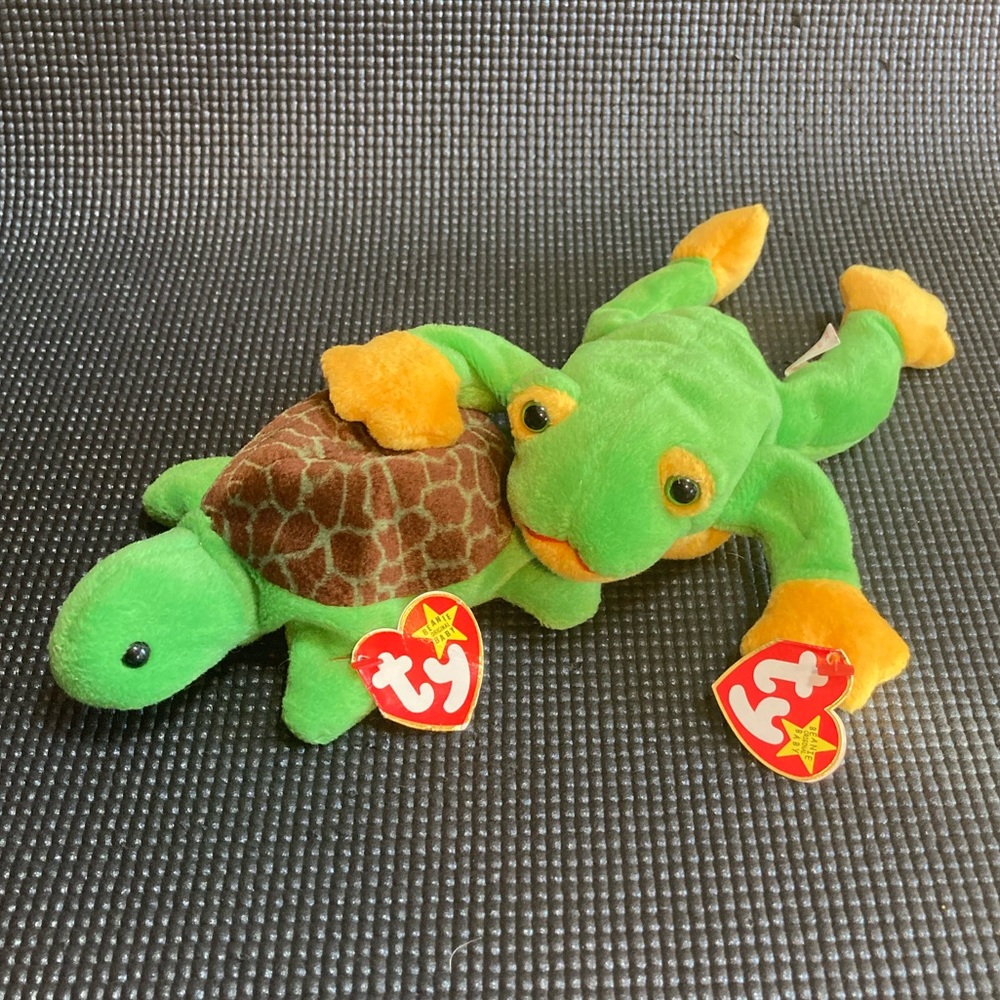 Vintage Ty Beanie Baby Bundle “Speedy” Turtle and “Smoochy” Frog